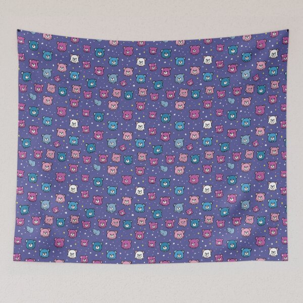 Item preview, Cute Blue Pink Bear Starry Sky Pattern designed and sold by NicolasGlowArt.