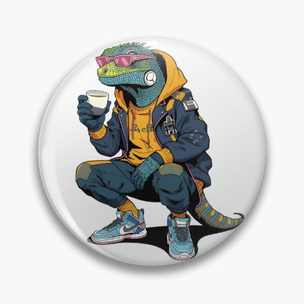 Item preview, Cyberpunk Iguana Drinking Coffee Vector Art designed and sold by MarineIndustry.