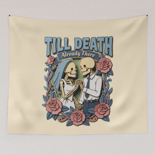 Item preview, Till Death Already There Skeleton Wedding Couple Graphic  — Dark Romance Anniversary Humor  designed and sold by SkTee2k.