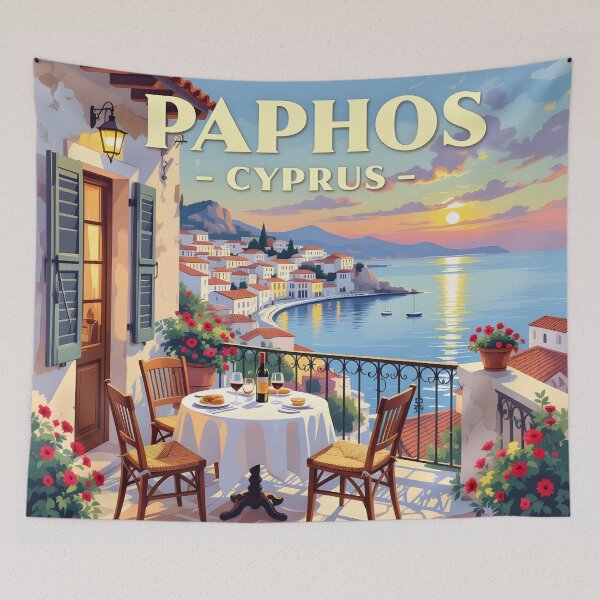 Item preview, Paphos, Cyprus: Vintage-Style Painterly Travel Poster designed and sold by LSVart.
