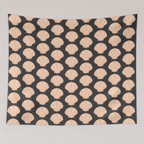 Item preview, Pattern of straw hats and seashells on a white background suitable for summer designs and crafts designed and sold by CreativeLarysa.