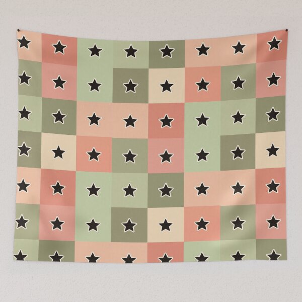 Item preview, Black  stars patchwork in khaki designed and sold by uunaa.