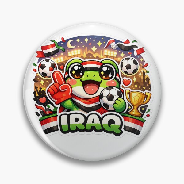 Item preview, Cute Kawaii Frog Football Fan Iraq Sticker designed and sold by Cozy404Lab.