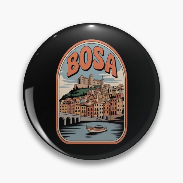 Item preview, Bosa Retro Sticker – Sardinia Italy Vintage Coastal River Travel Art designed and sold by stickercuffs.