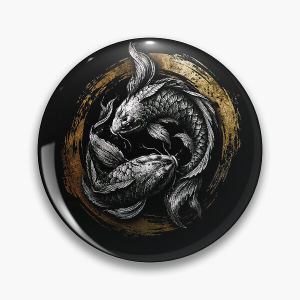 Item preview, Yin Yang Koi Fish Illustration with Japanese Ink Circle designed and sold by Exodoi.