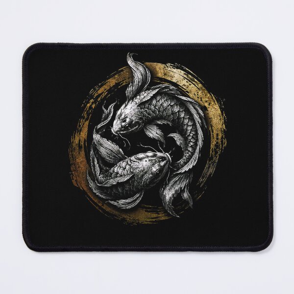 Item preview, Yin Yang Koi Fish Illustration with Japanese Ink Circle designed and sold by Exodoi.