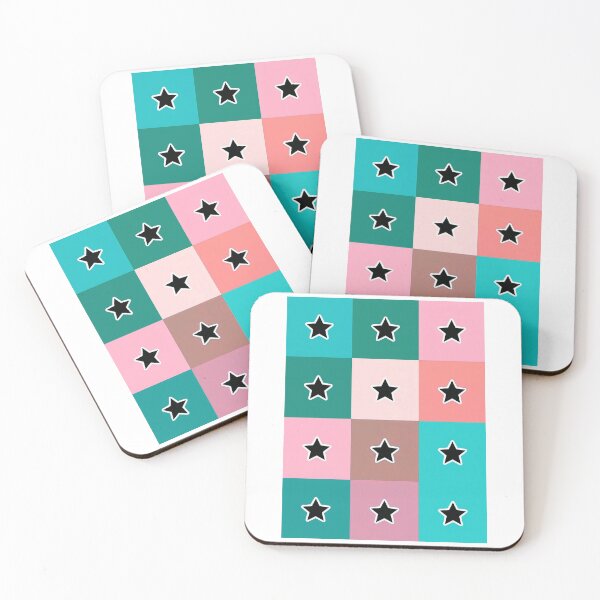Item preview, Black  stars patchwork in turquoise designed and sold by uunaa.