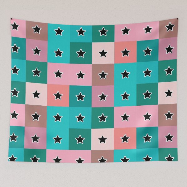 Item preview, Black  stars patchwork in turquoise designed and sold by uunaa.