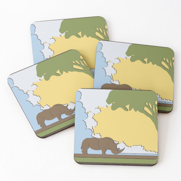 Item preview, Savannah Rhinoceros - Paper-cut Vector Illustration - Nature Poster designed and sold by Keltoi-art.
