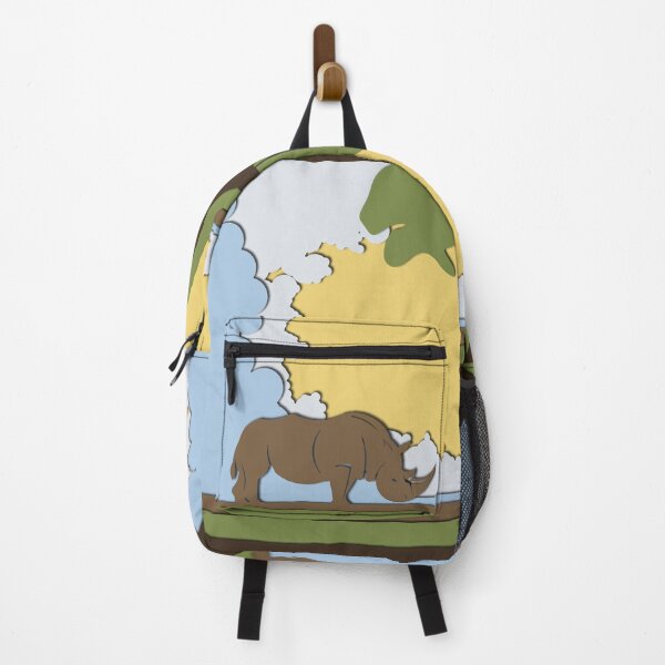 Item preview, Savannah Rhinoceros - Paper-cut Vector Illustration - Nature Poster designed and sold by Keltoi-art.