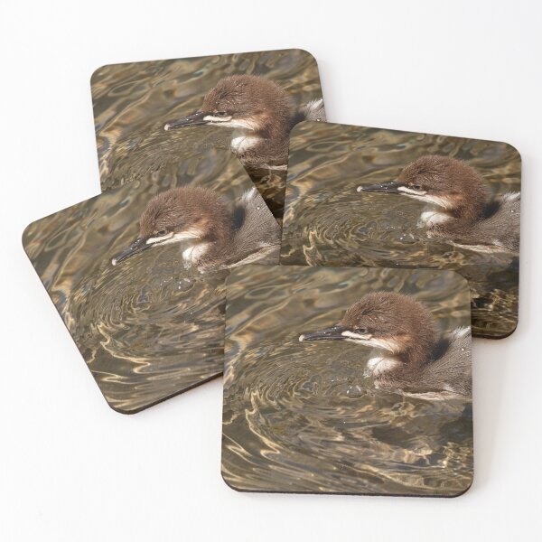 Item preview, Baby common merganser duck with dramatic reflections and ripples designed and sold by lisavonbiela.