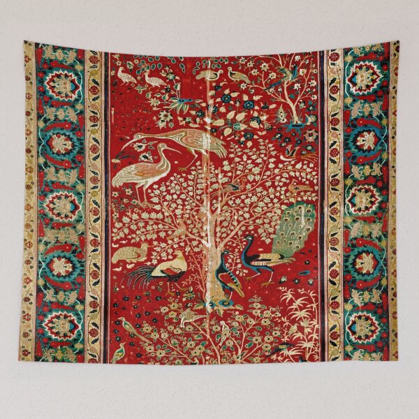 Item preview, Antique Safavid Persian Carpet with Bird Couples designed and sold by Vicky Brago-Mitchell®.