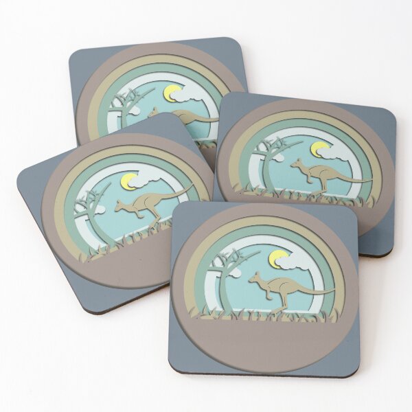 Item preview, Leaping Kangaroo - Vector Art Paper-cut Moon - Australian Print designed and sold by Keltoi-art.