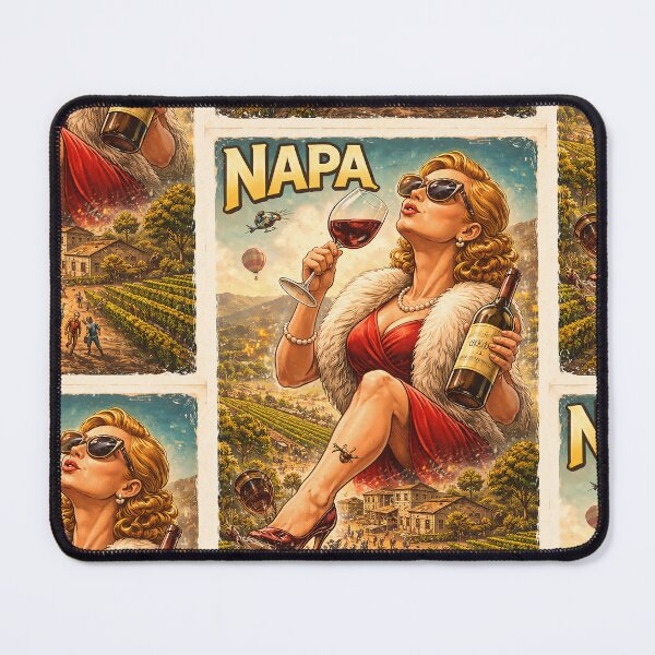 Item preview, Napa Valley Poster: Giant wine snob taking over Napa Wine Country designed and sold by PIXEL POP DESIGNS - Beyond the Norm!.