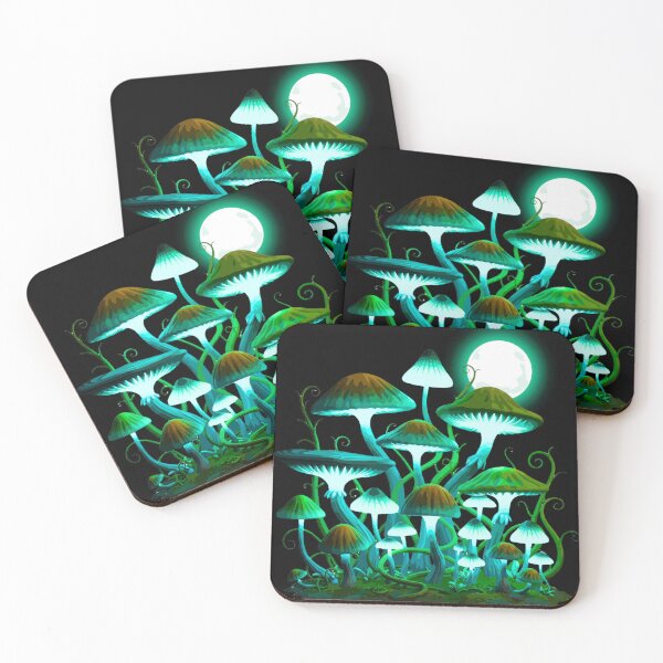 Item preview, Moon and Glowing Mushrooms Vintage  designed and sold by julyperson.