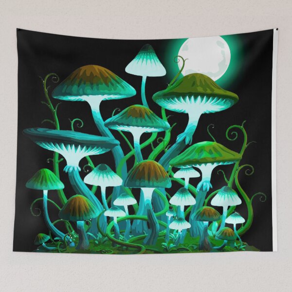 Item preview, Moon and Glowing Mushrooms Vintage  designed and sold by julyperson.