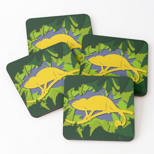 Item preview, Yellow Jungle Chameleon - Paper-cut Vector Illustration - Reptile Poster designed and sold by Keltoi-art.