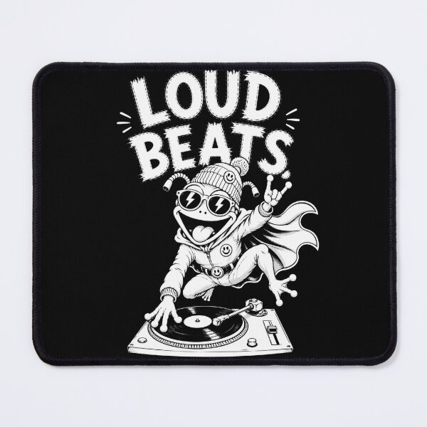 Item preview, Loud Beats Frog DJ Superhero Streetwear Graphic Tee designed and sold by JustLaughCo.