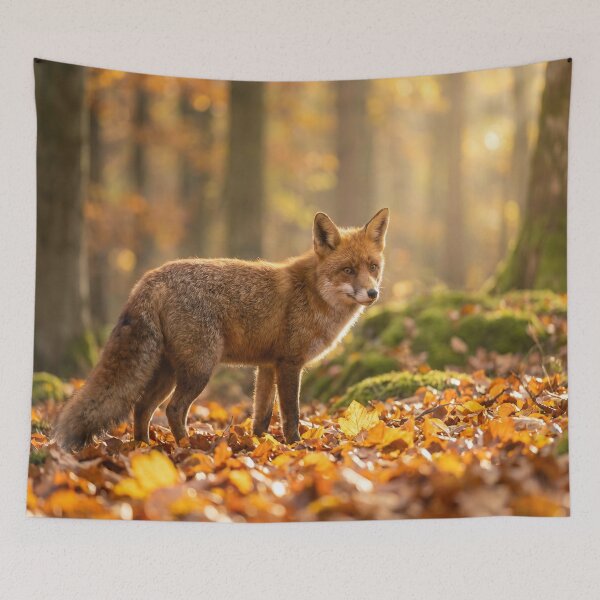Item preview, Red Fox in Golden Autumn Forest Leaves designed and sold by Natural life.