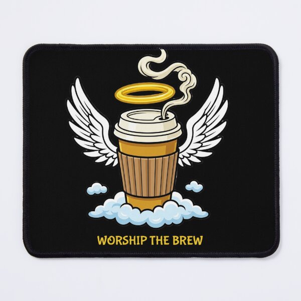 Item preview, Worship The Brew Funny Coffee Angel Wings T-Shirt designed and sold by how-is-design.