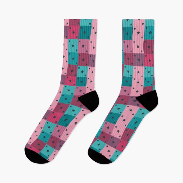 Item preview, Little black stars patchwork in pink designed and sold by uunaa.