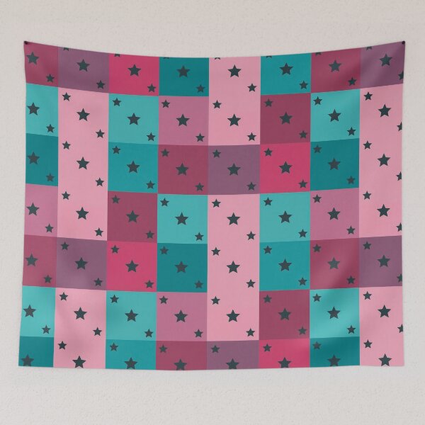 Item preview, Little black stars patchwork in pink designed and sold by uunaa.