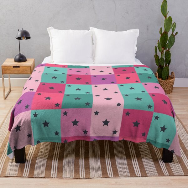 Item preview, Little black stars patchwork in turquoise designed and sold by uunaa.