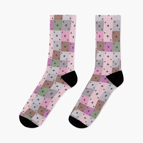 Item preview, Little black stars patchwork in pink designed and sold by uunaa.