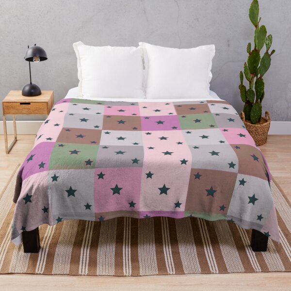 Item preview, Little black stars patchwork in pink designed and sold by uunaa.