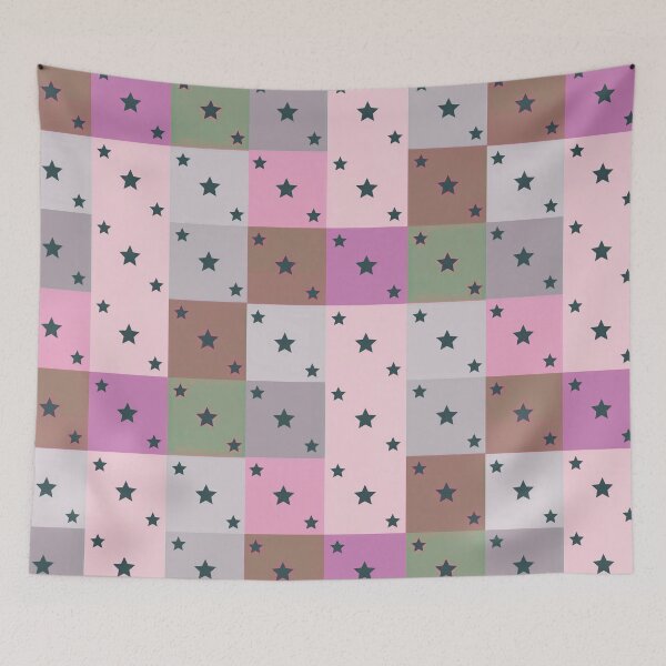 Item preview, Little black stars patchwork in pink designed and sold by uunaa.