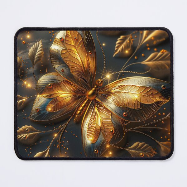 Item preview, Golden Buttefly on Dark Background | Elegant Floral Art designed and sold by MargaretWiktor.
