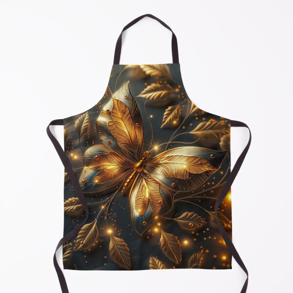 Item preview, Golden Buttefly on Dark Background | Elegant Floral Art designed and sold by MargaretWiktor.