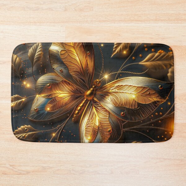 Item preview, Golden Buttefly on Dark Background | Elegant Floral Art designed and sold by MargaretWiktor.
