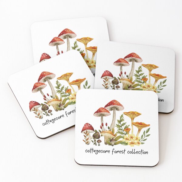 Item preview, Cottagecore Vintage Mushrooms Botanical Watercolor  designed and sold by julyperson.