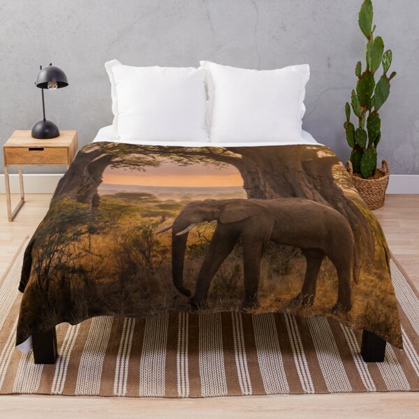 Item preview, African Elephant and Majestic Baobab Trees Sunset designed and sold by Natural life.