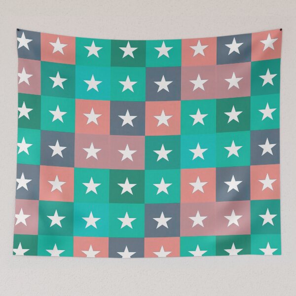 Item preview, Stars patchwork in turquoise designed and sold by uunaa.