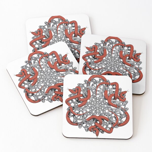 Item preview, 3D Knotted Snakes - Escher Art Complex Geometry - Mandala Poster designed and sold by Keltoi-art.