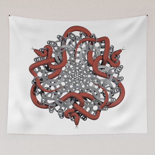 Item preview, 3D Knotted Snakes - Escher Art Complex Geometry - Mandala Poster designed and sold by Keltoi-art.