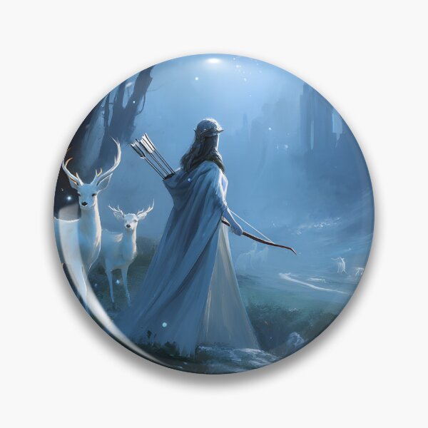 Item preview, Elven Archer Moonlit Forest White Deer Fantasy Art designed and sold by PixelFable Studio.