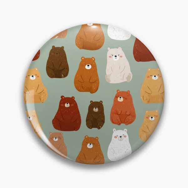 Item preview, Cute Smiling Bear Pattern Forest Animals designed and sold by NicolasGlowArt.