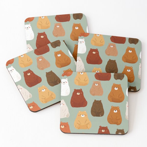 Item preview, Cute Smiling Bear Pattern Forest Animals designed and sold by NicolasGlowArt.