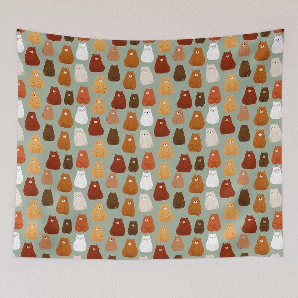 Item preview, Cute Smiling Bear Pattern Forest Animals designed and sold by NicolasGlowArt.