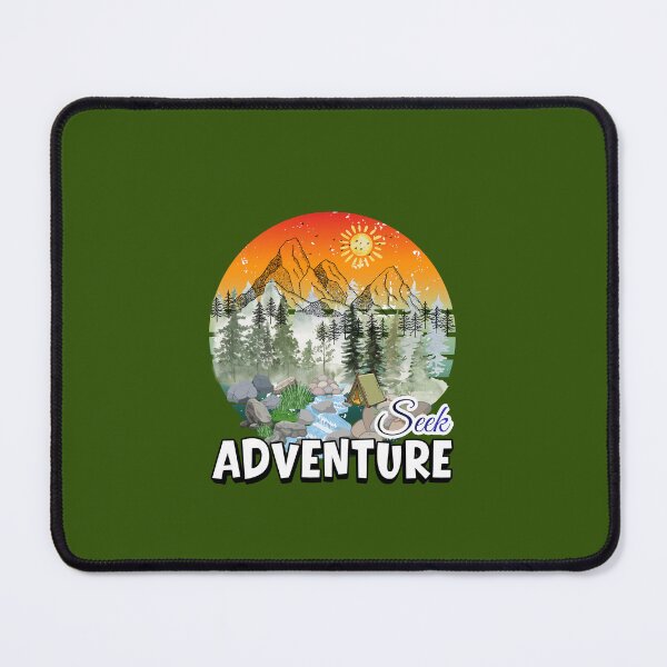 Aperçu de l'œuvre Retro Seek Adventure Vintage Mountain Camping Sunset créée et vendue par paws-peaks-adv.