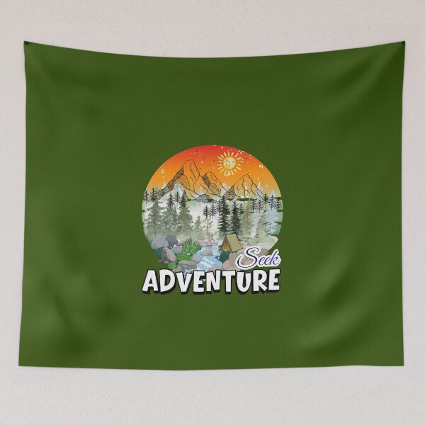 Item preview, Retro Seek Adventure Vintage Mountain Camping Sunset designed and sold by paws-peaks-adv.