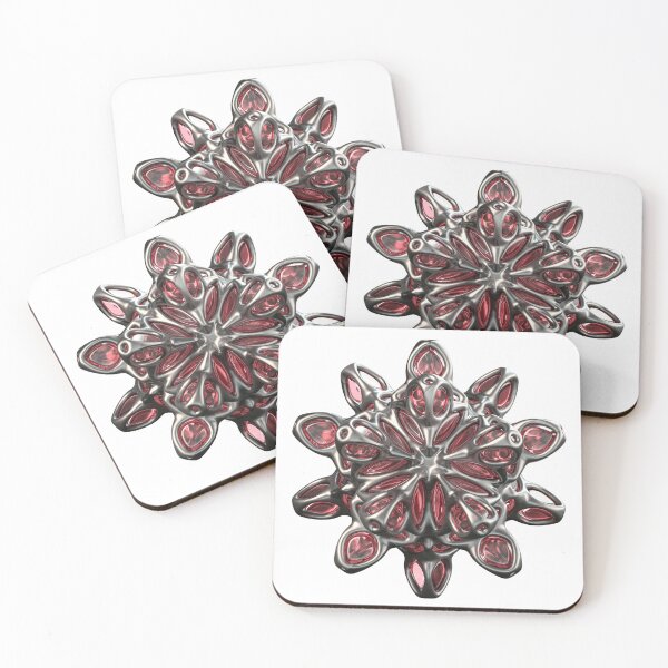 Item preview, 3D Biomechanical Flower - Red Chrome Digital Sculpture - Metal Poster designed and sold by Keltoi-art.