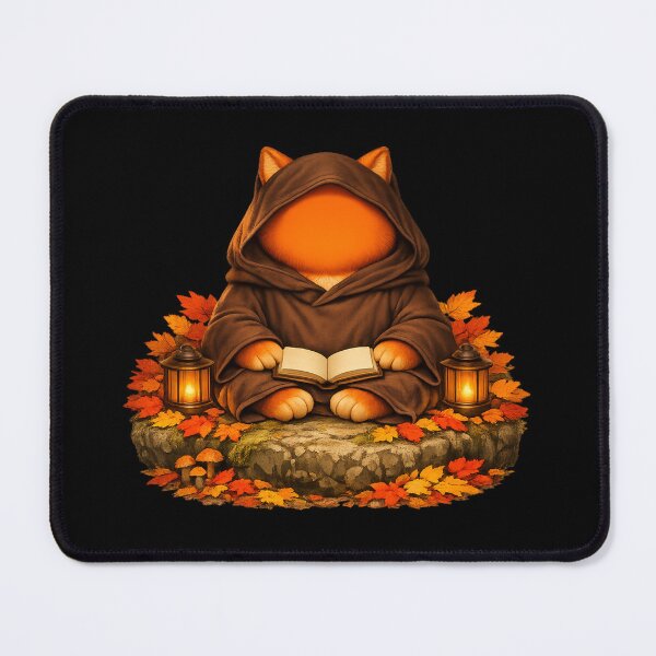 Item preview, Cozy Autumn Cat Reading Book — Cottagecore Forest Art designed and sold by ArtoryWorks.
