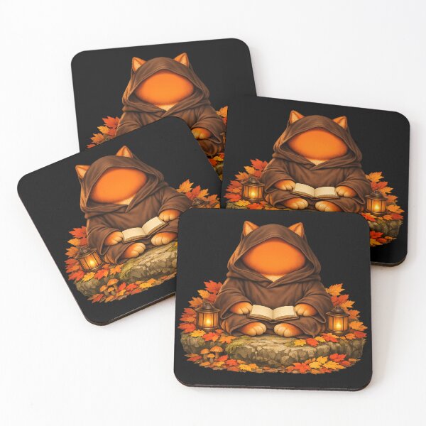 Item preview, Cozy Autumn Cat Reading Book — Cottagecore Forest Art designed and sold by ArtoryWorks.