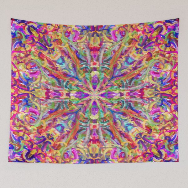 Item preview, Psychedelic Kaleidoscope - Abstract Mosaic Painting - Canvas Print designed and sold by Keltoi-art.