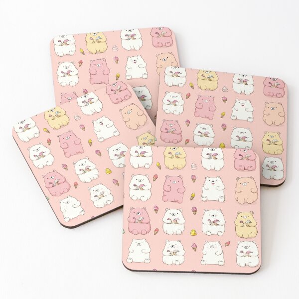 Item preview, Kawaii Bears Eating Ice Cream Cute Pastel Pattern designed and sold by NicolasGlowArt.