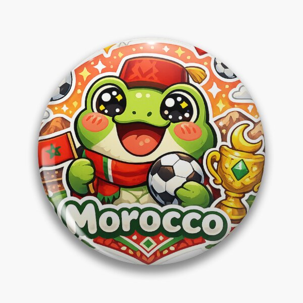 Item preview, Cute Kawaii Frog Morocco Soccer Fan Sticker designed and sold by Cozy404Lab.